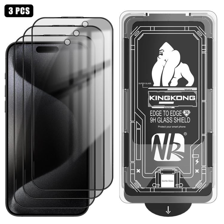3pcs Easy Install Box Dust-Free 3D Curved Edge Privacy Electroplated Explosion-Proof Tempered Glass Film, For iPhone 17 Pro Max, For iPhone 17 Pro, For iPhone 17, For iPhone Air, For iPhone 16 Pro Max, For iPhone 16 Pro, For iPhone 16                  ...