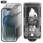 3pcs Easy Install Box Dust-Free 3D Curved Edge Privacy Electroplated Explosion-Proof Tempered Glass Film, For iPhone 17 Pro Max, For iPhone 17 Pro, For iPhone 17, For iPhone Air, For iPhone 16 Pro Max, For iPhone 16 Pro, For iPhone 16                  ...