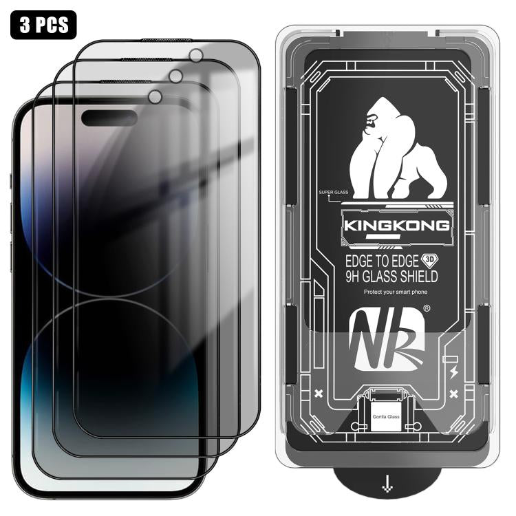 3pcs Easy Install Box Dust-Free 3D Curved Edge Privacy Electroplated Explosion-Proof Tempered Glass Film, For iPhone 17 Pro Max, For iPhone 17 Pro, For iPhone 17, For iPhone Air, For iPhone 16 Pro Max, For iPhone 16 Pro, For iPhone 16                  ...