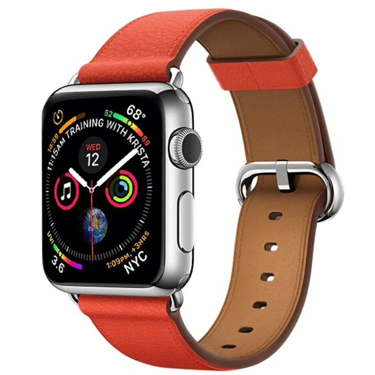 Classic Button Leather Wrist Strap Watch Band for Apple Watch Series 3 & 2 & 1 42mm