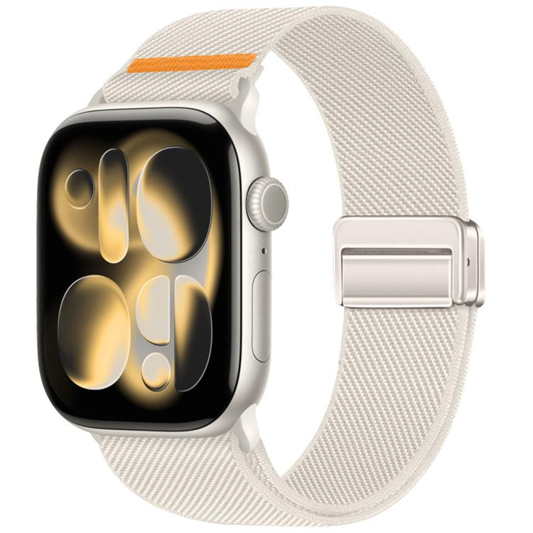 Double Magnetic Buckle Single-Stitched Nylon Watch Band, For Apple Watch 49mm / 46mm / 45mm / 44mm, For Apple Watch 42mm / 41mm / 40mm / 38mm