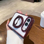 Foldable Transparent Holder Magnetic Phone Case, For iPhone Duo