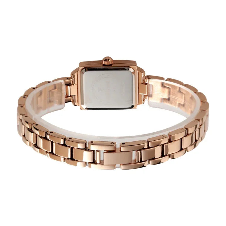SKMEI 1407 Business Fashion Watch with Diamonds Delicate and Elegant Square Zinc Alloy Quartz Watch for Women, Silvery