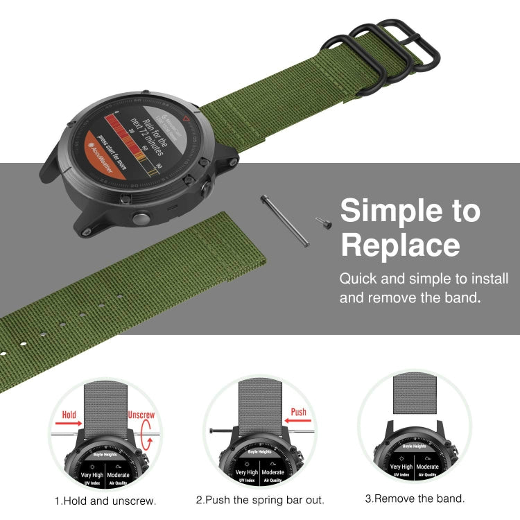 For Jiamin Fenix5, 22MM Three-ring Nylon Watchband