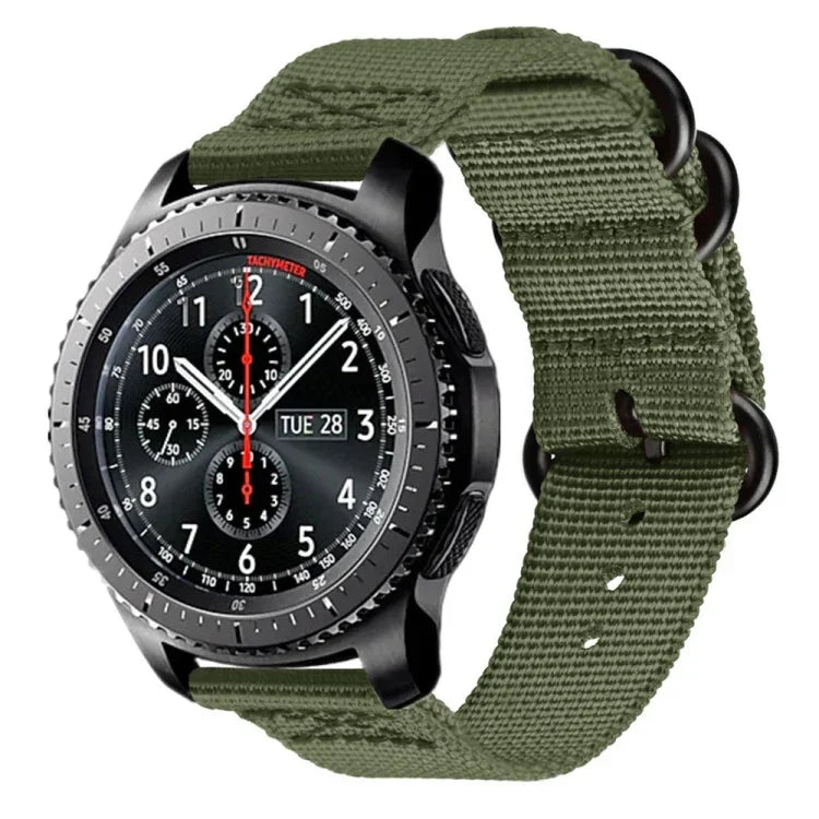 For Samsung Galaxy Watch Active 18mm S3 Nylon Three-ring Strap, For Samsung Galaxy Watch Active 2 18mm / Gear S3