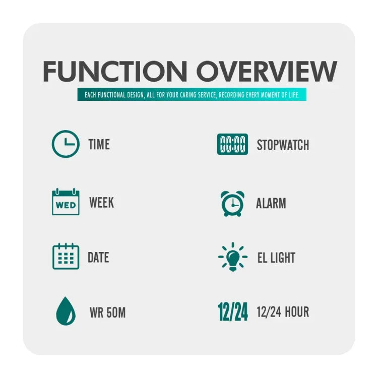 Skmei 1608 Multi-Function Student Electronic Watch Waterproof Timing Silicone Sports Watch