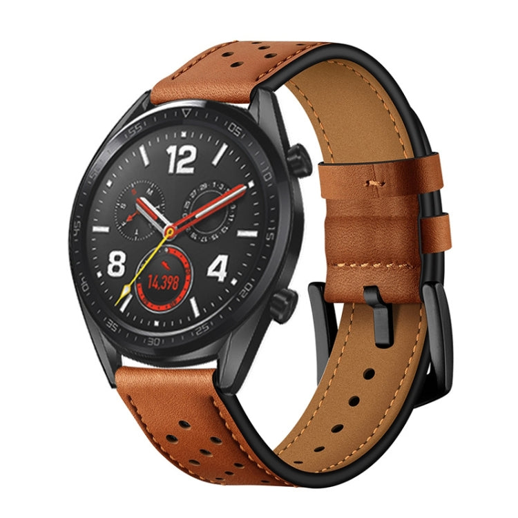 22mm For Huawei Watch GT2e / GT2 46mm Plum Blossom Hole Leather Strap