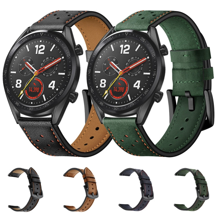 22mm For Huawei Watch GT2e / GT2 46mm Plum Blossom Hole Leather Strap