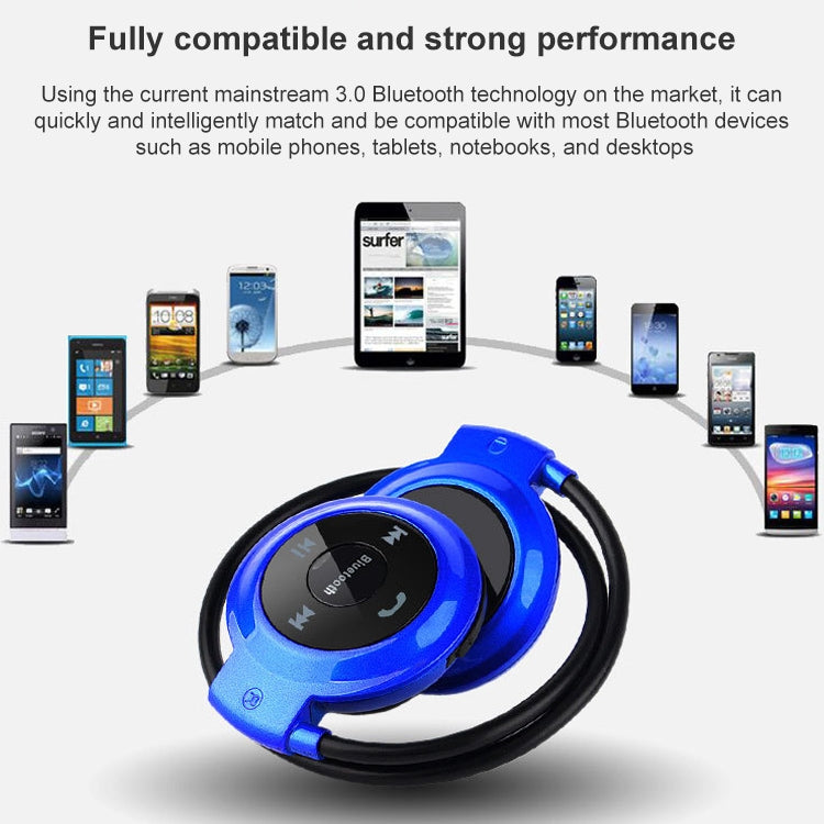NVAHVA MP3 Player Bluetooth Headphone, Wireless Sport Headset MP3 Player With FM Radio, Stereo Earphone TF Card MP3 Max to 32GB, mini-503 Blue, mini-503 Gold