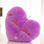 Heart Shaped English Letter Pattern Glowing Light Plush Pillow Toy Cushion