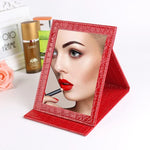 Square Stand Leather Make Up Mirror Alligator Pattern Portable Cosmetic Mirror, Black L 18x25.5x1.6CM, Black M15x20.5x1.6CM, Black S 12x17.5x1.6CM, Brown L 18x25.5x1.6CM, Brown M15x20.5x1.6CM, Brown S 12x17.5x1.6CM, Red L 18x25.5x1.6CM, Red M15x20.5x1....