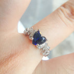 925 Sterling Silver Women Heart Pattern Diamond Ring, 10