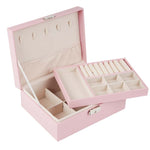 Portable Leather Jewelry Storage Box Necklace Ring Watch Storage Box, Double Layer