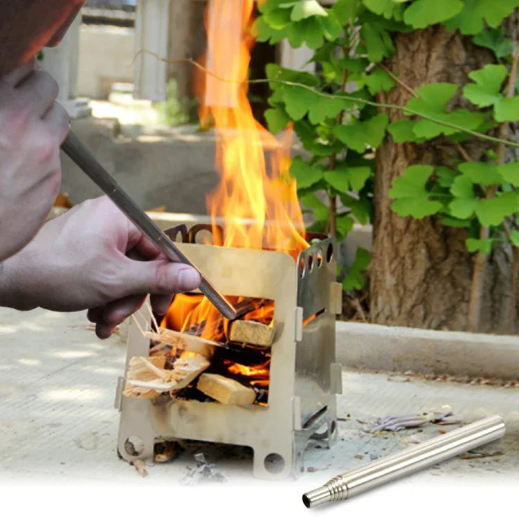 2 PCS Outdoor Camping Fire Tool Stainless Steel Blower Picnic Barbeque Barbecue Tool Retractable Blow Torch, 5 Sections (2PCS), 6 Sections (2PCS), 8 Sections (2PCS)