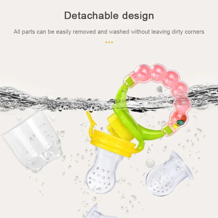 Baby Nipple Fresh Food Fruit Milk Feeding Bottles Learn Feeding Drinking Handle Teething Pacifier with Bell, S