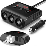 TR12 100W Car Cigarette Lighter One Drag Three With Switch Voltage Display 4USB Car Cigarette Lighteri, TR12 (Black), TR12