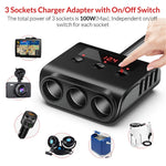 TR12 100W Car Cigarette Lighter One Drag Three With Switch Voltage Display 4USB Car Cigarette Lighteri, TR12 (Black), TR12