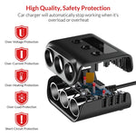 TR12 100W Car Cigarette Lighter One Drag Three With Switch Voltage Display 4USB Car Cigarette Lighteri, TR12 (Black), TR12