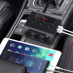 TR12 100W Car Cigarette Lighter One Drag Three With Switch Voltage Display 4USB Car Cigarette Lighteri, TR12 (Black), TR12