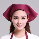 Waiter Men and Women Kitchen Work Turban Hat Triangle Scarf Chef Hat, Adjustable