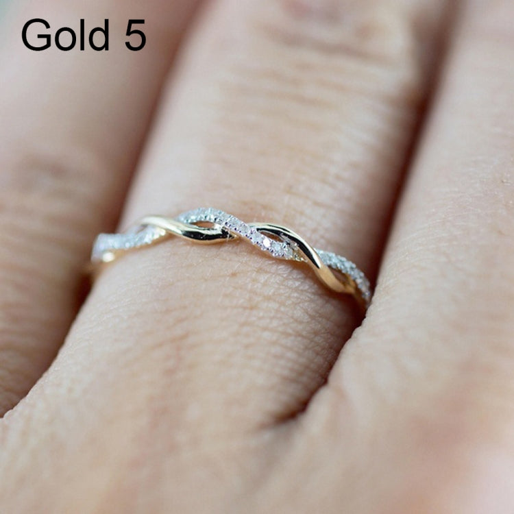 Woman Classical Cubic Zirconia Twist Shape Ring, gold, rose gold, sliver