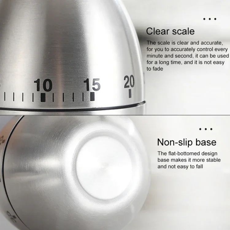 Mechanical Egg Kitchen Cooking Timer Alarm 60 Minutes Stainless Steel  Kitchen Tools, Mechanical Egg Timer