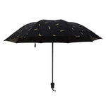 Feather Pattern Umbrella Dual-Use Three Folding Manual Control Portable Sunscreen Rain Umbrellas Windproof Parasol