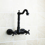 Wall-mounted Bathroom All Bronze Cold Hot Water Ancient Wall Faucet