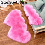 Creative Double Heart Imitation Wool Carpet Sofa Cushion Mat Plush Bedroom Living Room Floor Rugs, 90x180cm