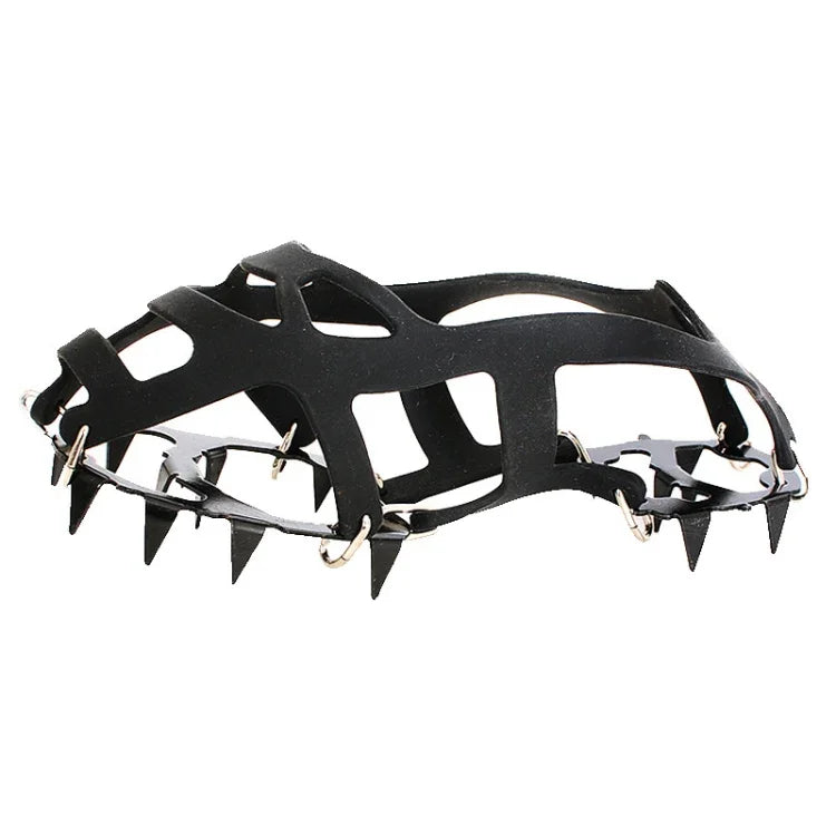 18 Teeth Silica Gel Steel Claw Ice Climbing on Foot Non-slip Mountaineering Foot Cover, One Pair, M (3742), L (4346)