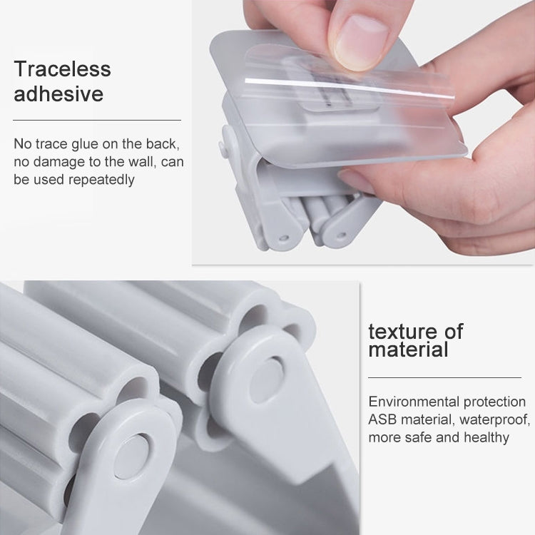 Mop Holder Wall Mounted Organizer Holder Household Kitchen Bathroom Adhesive Storage Broom Hanger Clip Hook Racks, Clip Hook White