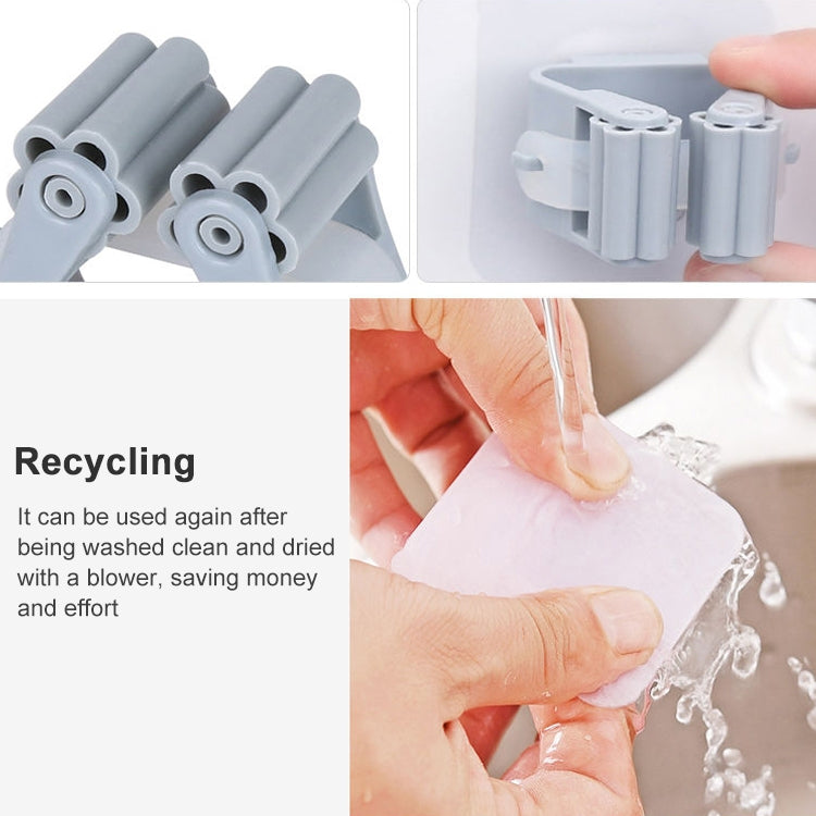Mop Holder Wall Mounted Organizer Holder Household Kitchen Bathroom Adhesive Storage Broom Hanger Clip Hook Racks, Clip Hook White