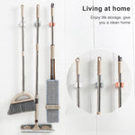 Mop Holder Wall Mounted Organizer Holder Household Kitchen Bathroom Adhesive Storage Broom Hanger Clip Hook Racks, Clip Hook White