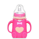 Baby Silicone Glass Bottles Drop-proof and Flatulence-proof Glass Baby Bottle