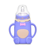 Baby Silicone Glass Bottles Drop-proof and Flatulence-proof Glass Baby Bottle
