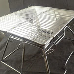 Liftable Barbecue Grill Camping Stainless Steel Folding Barbecue Grill Wood Charcoal Grill, 31x31x21cm