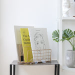 Wrought Iron Desktop Storage Rack Magazine Rack, Black, Gold