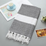 Striped Cotton Bath Towel With Tassels Thin Travel Camping Bath Sauna Beach Gym Pool Blanket Absorbent Easy Care
