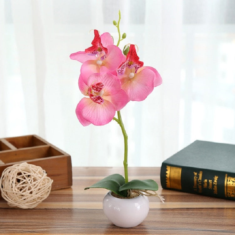 Decorative Landscaping Round Pot Three Flowers Phalaenopsis Bonsai Simulation Potted Plants