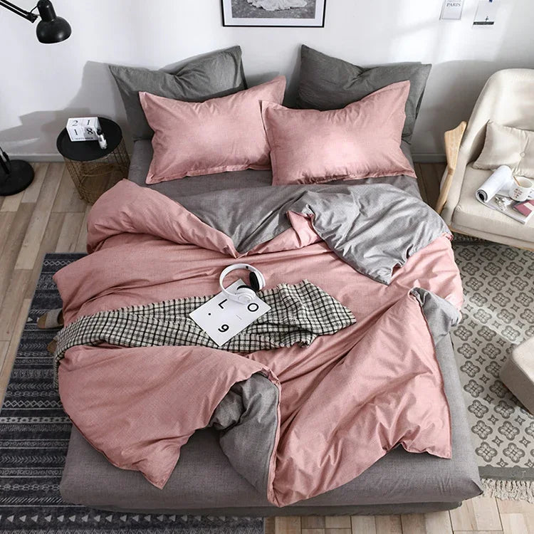 Bedding Set Solid Plaid Side Bed Comforter Duvet Cover Sheet Set, 168*229cm(1x Pillowcase,1xQuilt）, 200*230cm(2x Pillowcase,1x Quilt）, 228*228cm(2xPillowcase,1xQuilt）, 260*230cm(2xPillowcase ,1xQuilt）, 135*200cm(1xPillowcase,1xQuilt）                   ...
