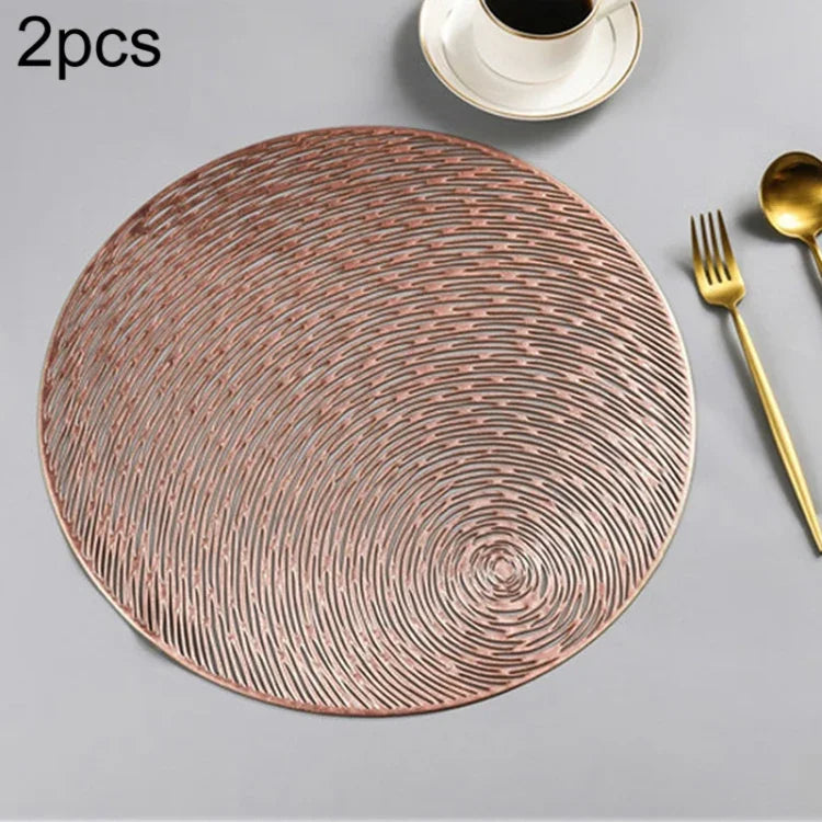 2 PCS Fashion Round Hollow Placemats PVC Table Mats Coffee Cup Pad