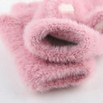 Children Half Finger Gloves Knitted Cold Warm Plus Velvet Fingerless Gloves