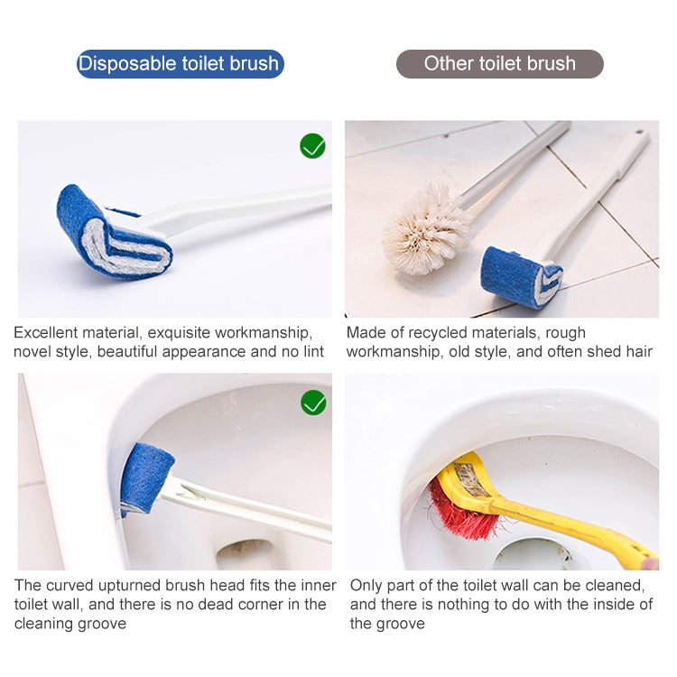 No Dead Corner Soft Bristles Disposable Toilet Brush, White, Black, Blue, Green