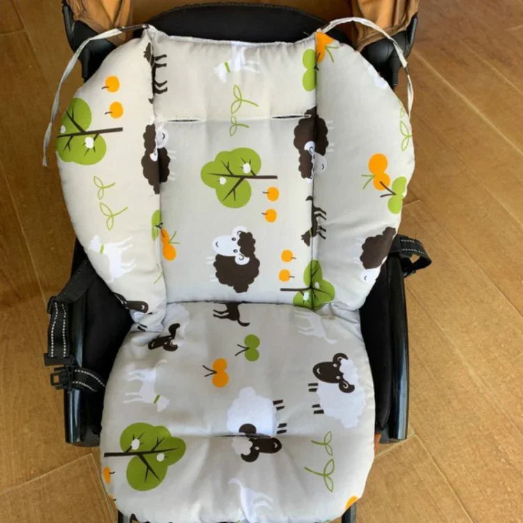 Baby Stroller Cotton Cushion Universal Shock-proof Thick Warm Infant Dining Chair Baby Cushion in Autumn and Winter, Blue Animal, Blue Bear, Pink Bear, Gray Sheep