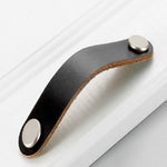 Kitchen Cabinet Wardrobe Leather Door Handle Drawer Pull, Black Single Hole, Black 96, Black 128
