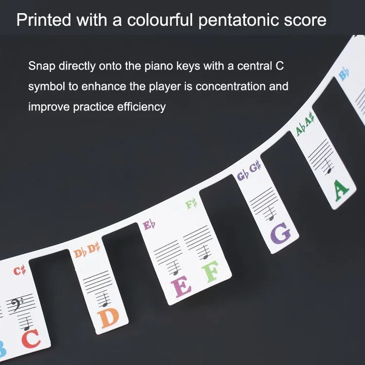 Children Beginner Piano Keyboard Color Stickers Musical Instrument Accessories, Imitation Piano Keys 61 Keys, Piano Keys 61 keys