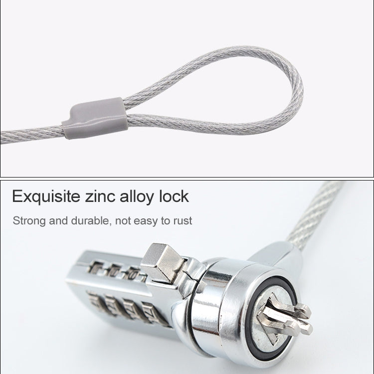Four Digit Computer Lock Notebook Universal Anti-theft Password Lock, Diameter 3.5 mm Length 1.2 m