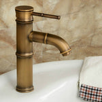Antique Retro Hot Cold Water Bathroom Counter Basin Bamboo Waterfall Basin Copper Faucet, Breaking 2 Knots, Breaking 3 Knots, Early 2 Knots, Early 3 Knots, Elbow 2 Knots, Elbow 3 Knots