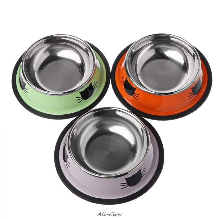 Non-slip Pet Stainless Steel Painted Cat Food Feeder