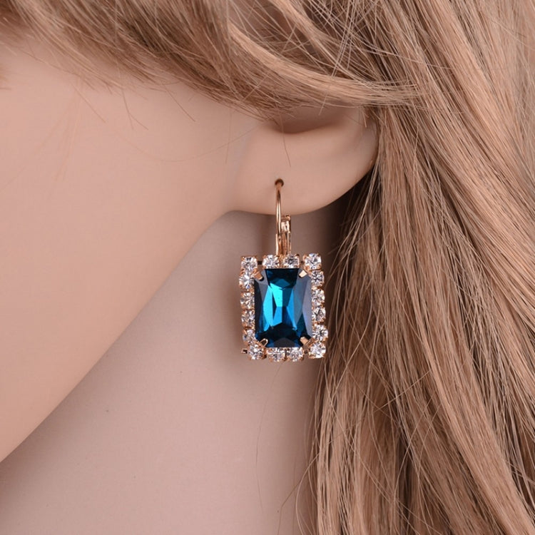 Square Crystal Necklace Earrings Ring For Women Jewelry Sets, Red, Green, Black, White, Royal Blue, Lake Blue